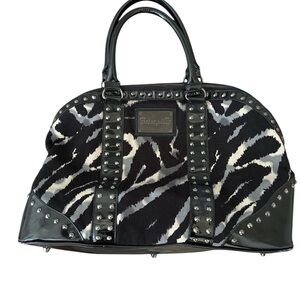 Betsey Johnson Black and White Zebra Print Satchel
